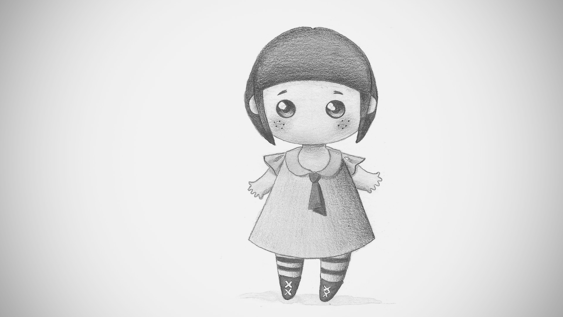 Segundo boceto de ilustración infantil para el personaje de Alicia en el País de las Maravillas