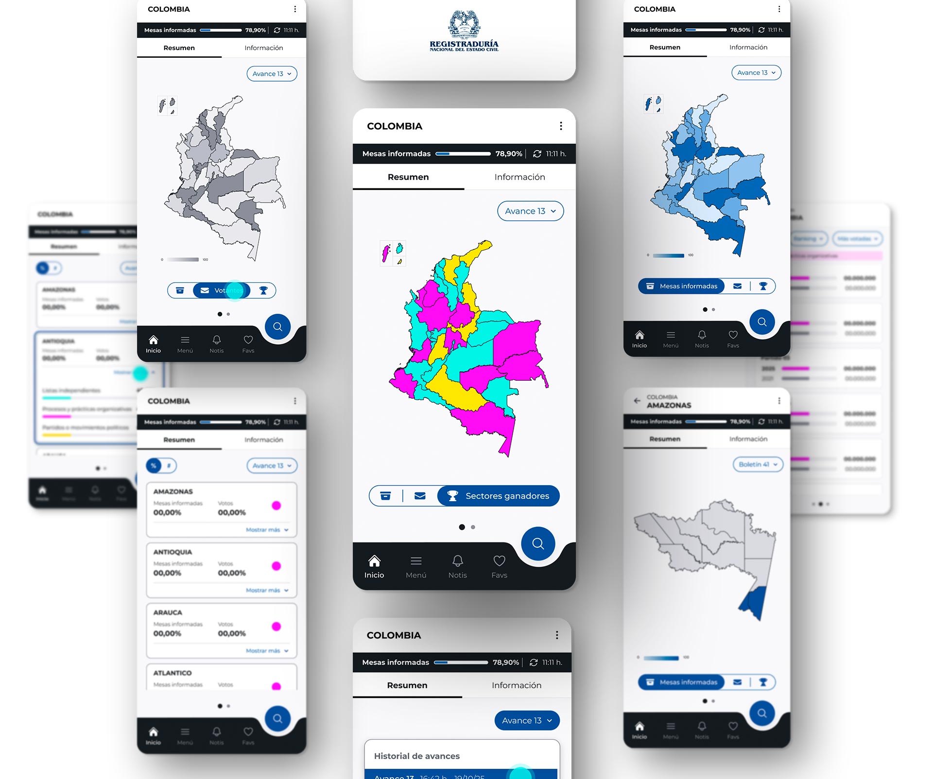 Diseño UI/UX de la app móvil para la consulta de resultados de las Elecciones a la Asamblea de Extremadura de 2025.